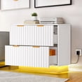 thumbnail image 6 of DWVO 2-Drawer Lateral File Cabinet with LED Light , Large Filing Cabinet for Letter A4-Sized Files, Office Storage Organizer for Home Office ,White, 6 of 9