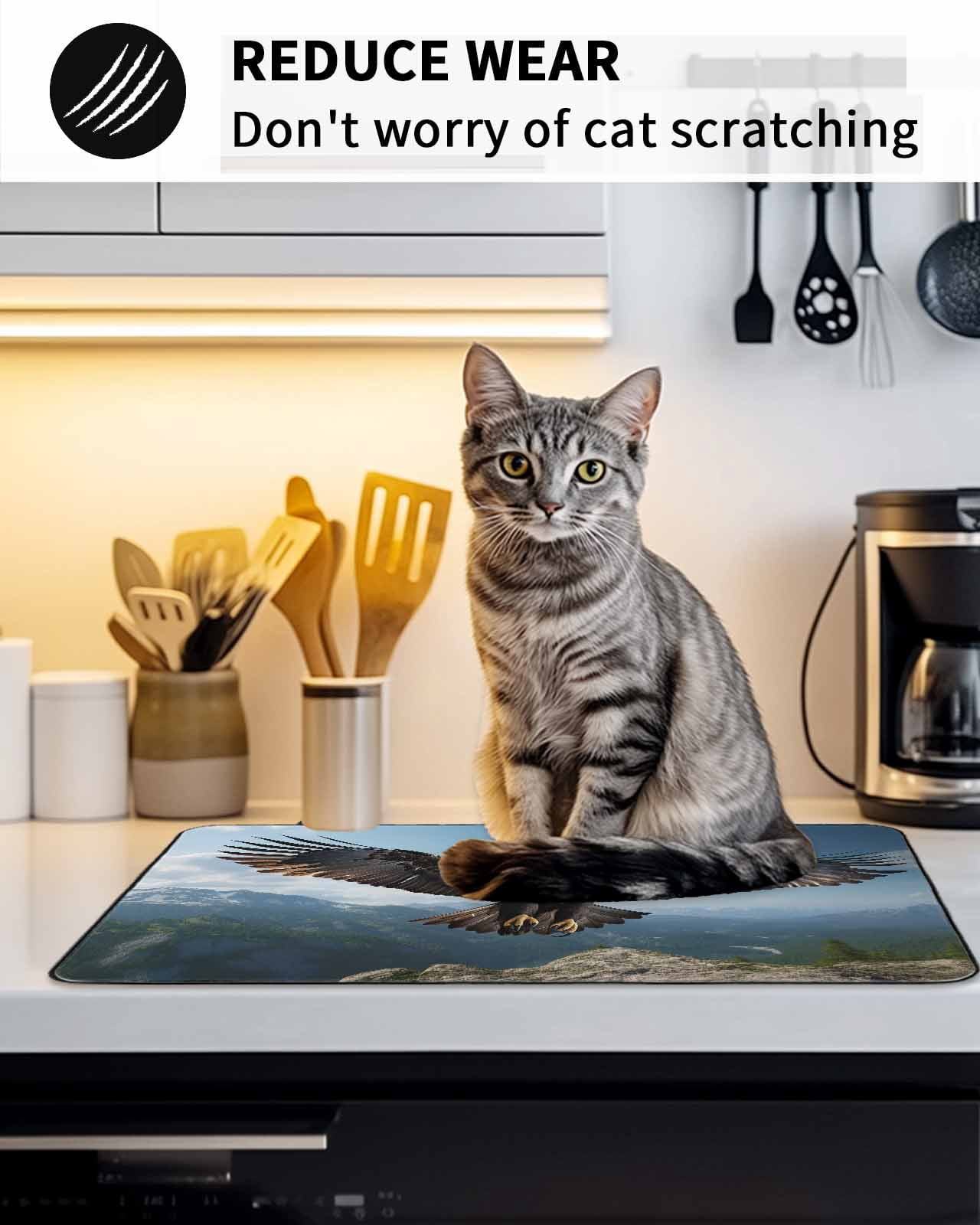 Stove Top Covers for Electric Stove, Eagle Glass Stovetop Cover Protector, Forest Mountains Range Sky Animal Natural Landscape Induction Cooktop Protector Oven Mat for Kitchen Countertop 24"x21"