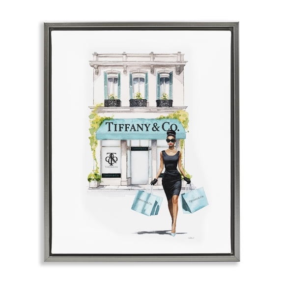 Stupell Industries Art Deco Fashion Storefront Shopping Gray Floating Frame Canvas Art, 17 x 21, by Amanda Greenwood