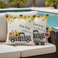 thumbnail image 4 of Cute Pig Outdoor Waterproof Pillow Covers, County Sunflowers Truck Farmhouse Black White Plaid Decorative Square Throw Pillowcase Sofa Cushion Sham for Patio/Couch/Chair, 24"x24" 2 Pack, 4 of 8