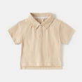 thumbnail image 7 of Ccpelsie Boys' School Uniform Short Sleeve Polo Shirt, Button Closure - Moisture Wicking Stretch Sport Shirts for Kids(Khaki,3-4 Years), 7 of 7