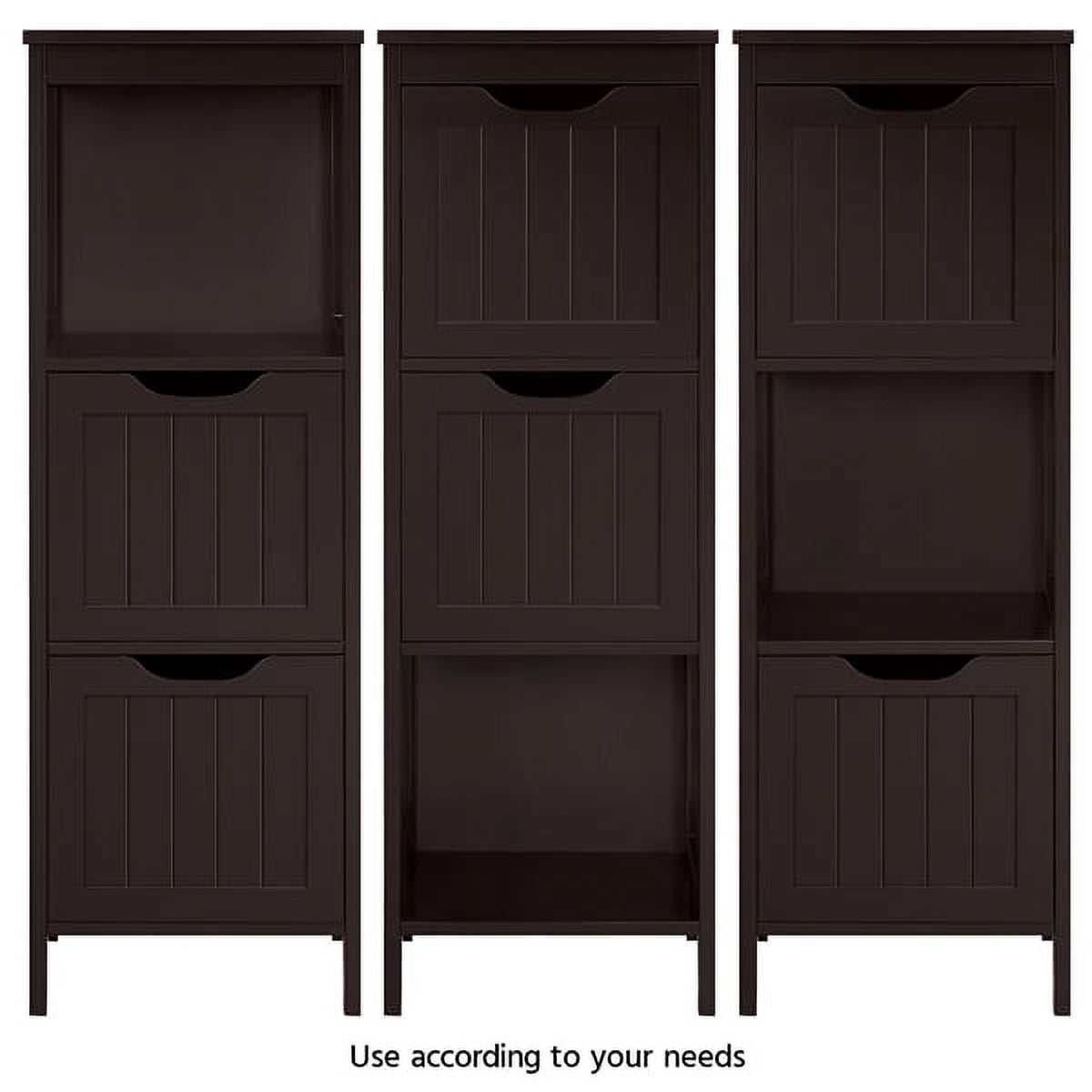 Alden Design Modern 3 Tiers Adjustable Bathroom Storage Cabinet, Espresso