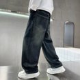 thumbnail image 6 of FYDUU Boys Baggy Jeans Straight Wide Leg Denim Pants Elastic Waist Jeans with Pockets Streetwear Denim Trousers for Children Daily Clothing, 6 of 7