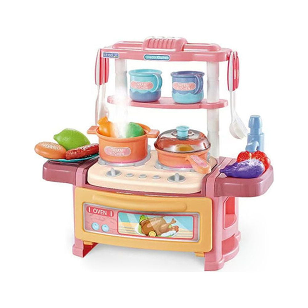 Toy Microwave and Mixing Blender Children's Kitchen Pretend Play Playset  Battery Operated Appliance Set With Food Pieces Perfect For Early Learning  Educational Preschool Girls Cooking Toys (Pink) 