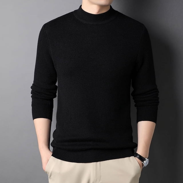 Suéter de otoño e invierno para hombre, camisa base de color sólido fino para hombre, suéter cálido para jóvenes, suéter para hombre