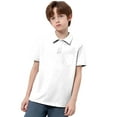 thumbnail image 4 of Little Boys' Polo Shirts White Collar Shirt Tee Tops Clothes Short Sleeve Polo Boys Shirts Size 7-8 Years, 4 of 4