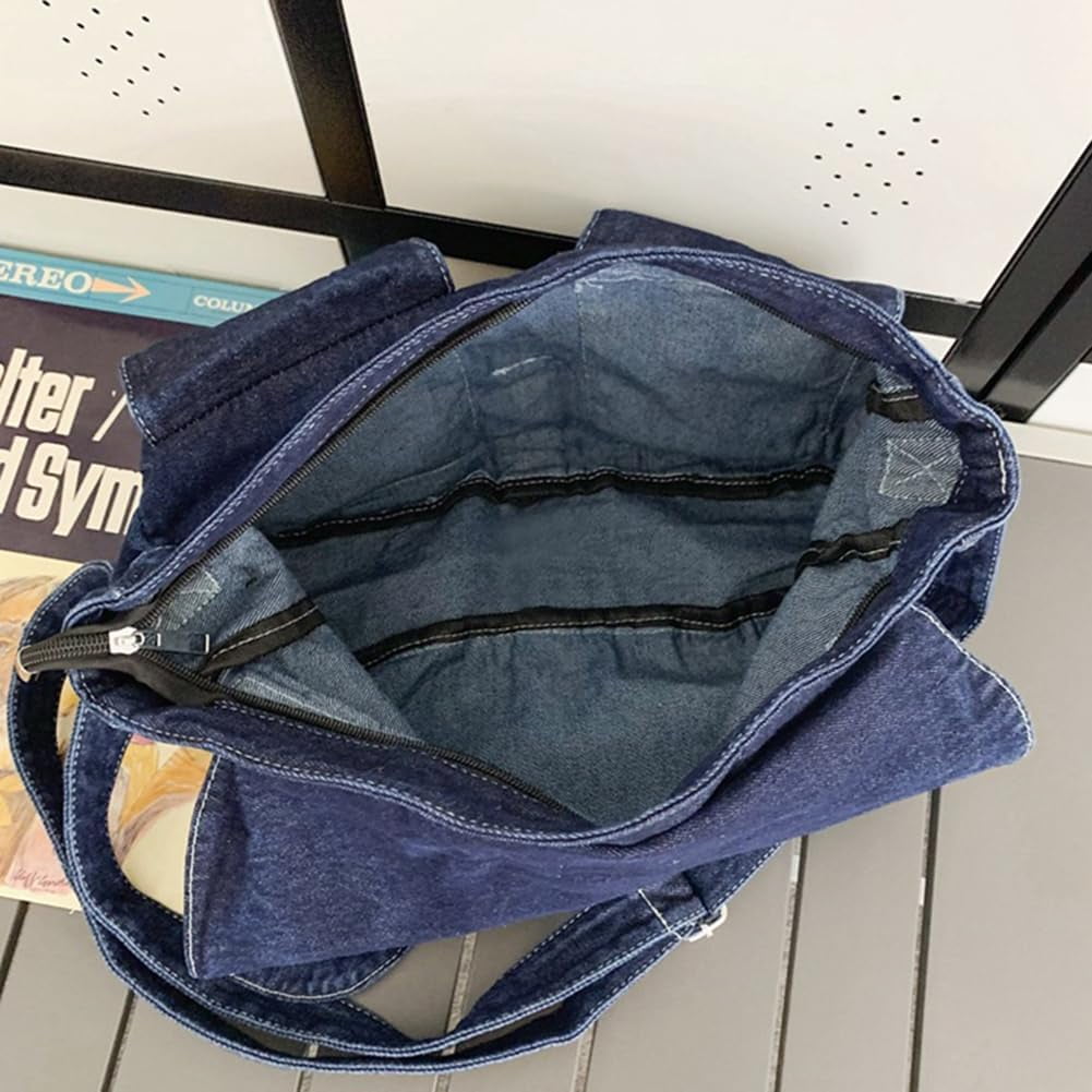 Denim Hobo Crossbody Bag for Women Large Shoulder Handbag Messenger Bag Retro Tote Bag for Casual Work Travel