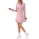 thumbnail image 4 of Vestido elegante de manga larga con volantes de cuello redondo de ante sintético para mujer INSPIRE CHIC XL Rosa, 4 of 6