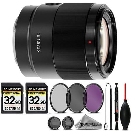 Sony FE 35mm f/1.8 Lens   3PC FILTER   64GB STORAGE BUNDLE KIT (International Version)