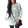 Sidefeel Women's Camo Printed Sweatshirts Round Neck Loose Long Sleeve Top Shirts Oversized Pullovers S 4-6