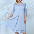 thumbnail image 4 of Uootdi Robes Grande Taille pour Femmes Col Rond Manches 3/4 Robes Brodées Élégantes Robes Midi Formelles Tenue de Fête Cadeau, 4 of 9