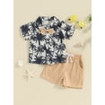 thumbnail image 2 of vera natura Toddler Boys Summer Shorts Sets Short Sleeve Tropical Tree Print Shirt and Drawstring Shorts Sets, 2 of 9