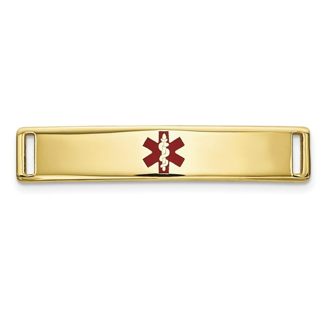 14k Yellow Gold Epoxy Enameled Medical Alert Id Ctr Plate # 816 Bracelet Component