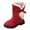 Red, variant on Joykidd Girls Christmas Pom‑Pom Winter Snow Boots Soft Fleece Flatform Fold-Over Mid-Calf Boots with Satin Bow for Cold‑Weather Outdoor Holiday Wear