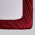 thumbnail image 5 of Full Silk Satin Fitted Sheet, Soft Deep Pocket Sheet, Wrinkle Free, Non Fading, Breathable, Fully Elasticized, Burgundy, 5 of 6