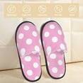 thumbnail image 2 of Fotbe Pink And White Polka Dot Pantuflas Peludas para Mujer con Estampado, Zapatillas de Peluche, Zapatos de Invierno para Casa, Uso Interior y Exterior-Large, 2 of 8