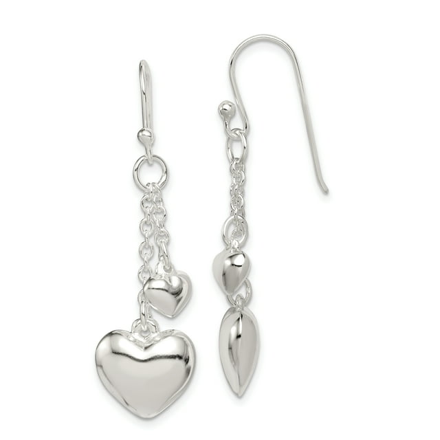 925 Sterling Silver Heart Shepherd Hook Earrings Drop Dangle Love