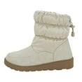thumbnail image 3 of Soda Style Snow - Faux Fur Lining Micro suede Soft Nylon Ankle Fashion Bootie w/Adjustable Elastic Beige Light Stone 6.5, 3 of 5