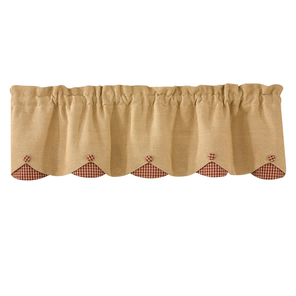 Burlap and Check Unlined Curtain Tiers by Park Designs 24" or 36" Length 
