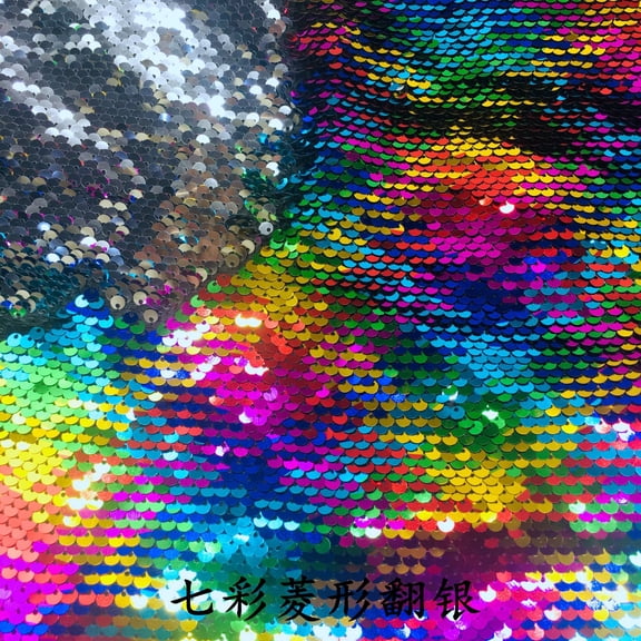 NAMZI 1.1 Yard x 51.2in Reversible Flip Sequin Fabric, Glitter Sparkly Mermaid Fabric for Sewing & Bridal Decor, Multicolored A
