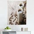 thumbnail image 1 of Coffee Tapestry, Espresso in Cups on Wooden Table with Beans Hot Drink for Romantic Couples, Fabric Wall Hanging Decor for Bedroom Living Room Dorm, 5 Sizes, Cocoa Brown White, by Ambesonne, 1 of 1