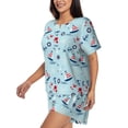 thumbnail image 2 of Kdxio Sailboats Anchors Print Pajamas Sets for Women Short-Sleeved Pjs with Lounge Shorts Two Piece Sleepwear S-4XL, 2 of 9