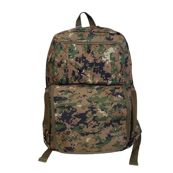 Military Camouflage Woodland Print Water Resistant Backpack with 2 Front Zipper Pockets