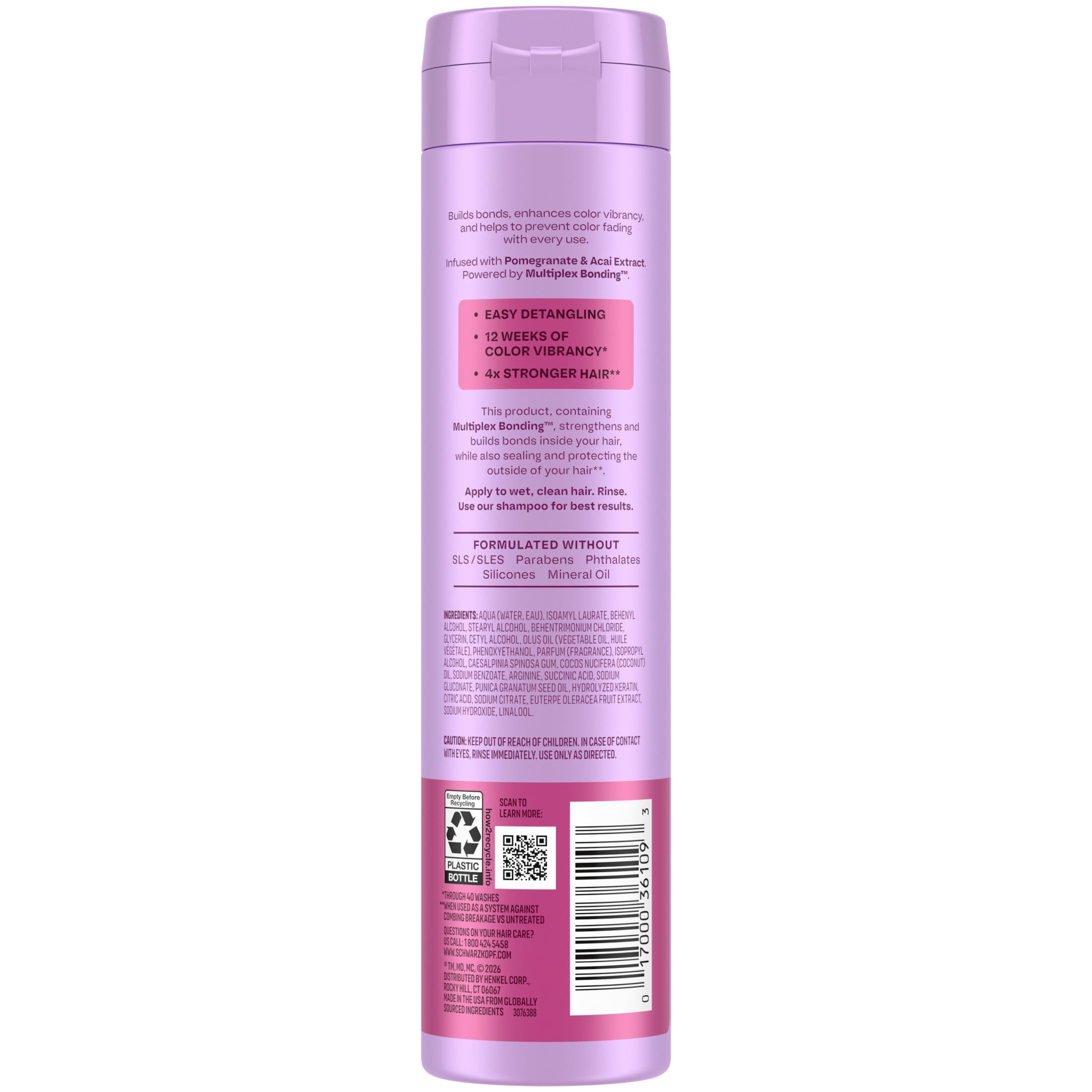 Schwarzkopf KERATIME Color Protect Conditioner for Color-Treated Hair, 10.1 fl oz