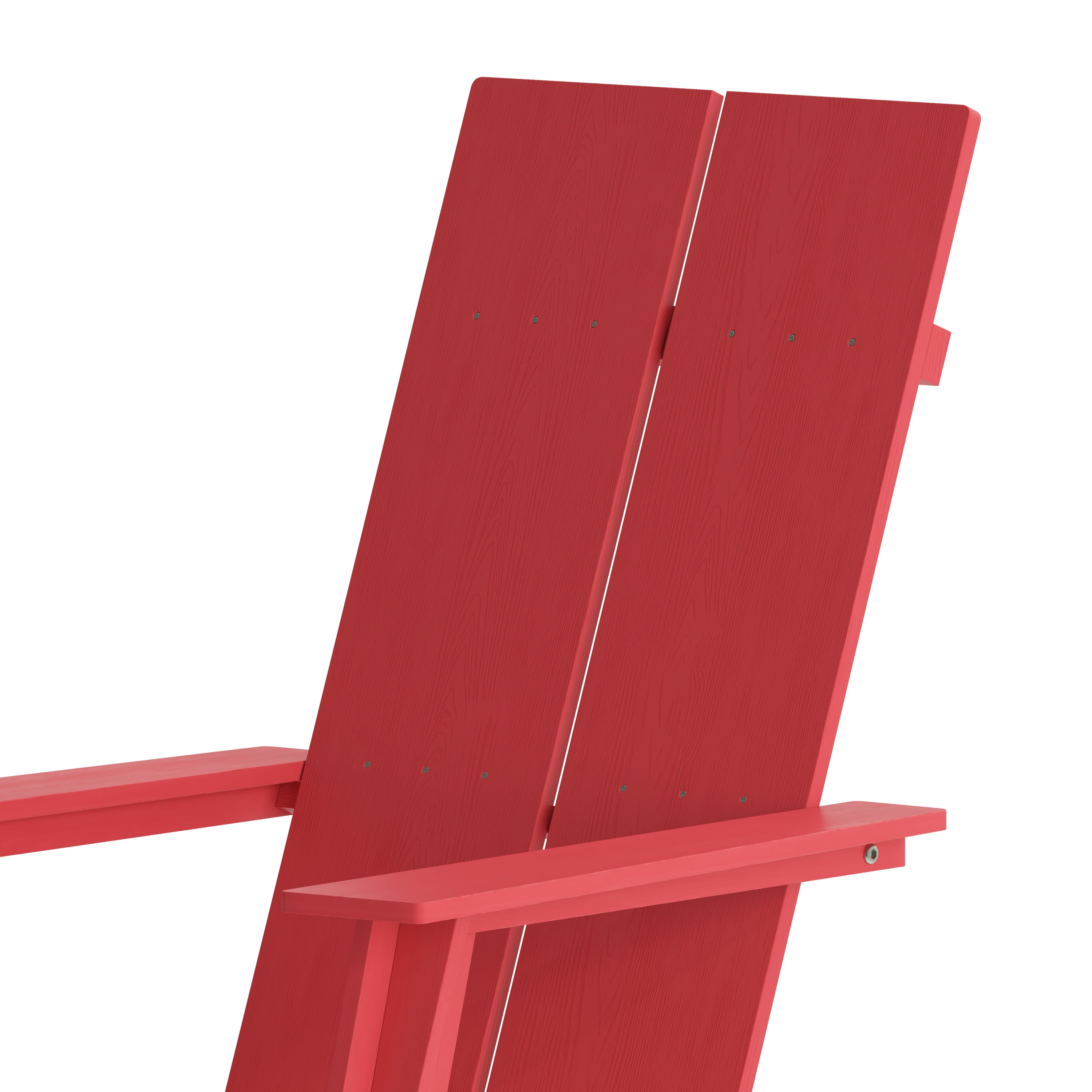 BizChair Modern Commercial 2-Slat Back Adirondack Chair - Red Commercial All-Weather Poly Resin Lounge Chair