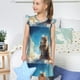 thumbnail image 4 of Fotbe Blue Sky Winged Cat Vestido de Dormir para Niñas de 3 a 10 Años, Mangas Cortas, Estilo Princesa, Pijama Camisón con Mangas Voladas-X-Large, 4 of 6