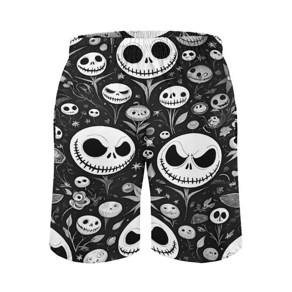 Jack Skellington Men's Shorts Quick Dry 3D Printed Beach Men's Swim Trunks with Pockets Mesh Lining Bathing Beachwear XS