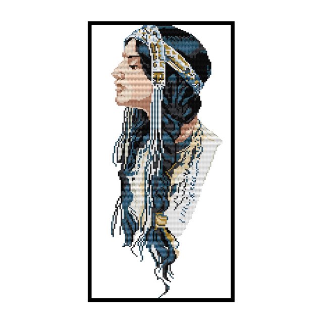 Cuadros Decorativos 14CT punto de cruz parcial niña africana estampado DIY Kits de bordado arte hecho a mano DQrwqpou Nuevos Originales