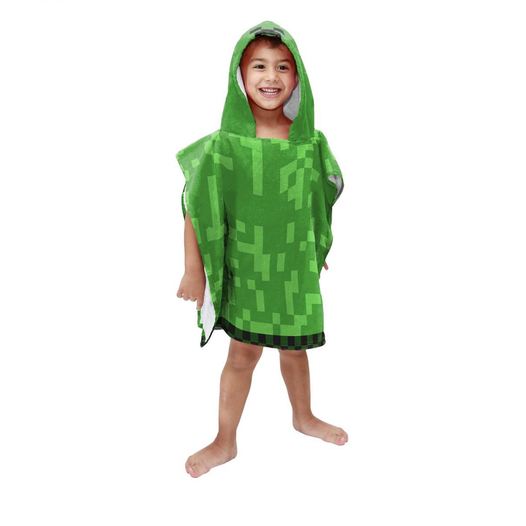 MINECRAFT BEE Hooded Poncho Towel Beach Swim Pool Bath Kids 24" X  50" Cotton