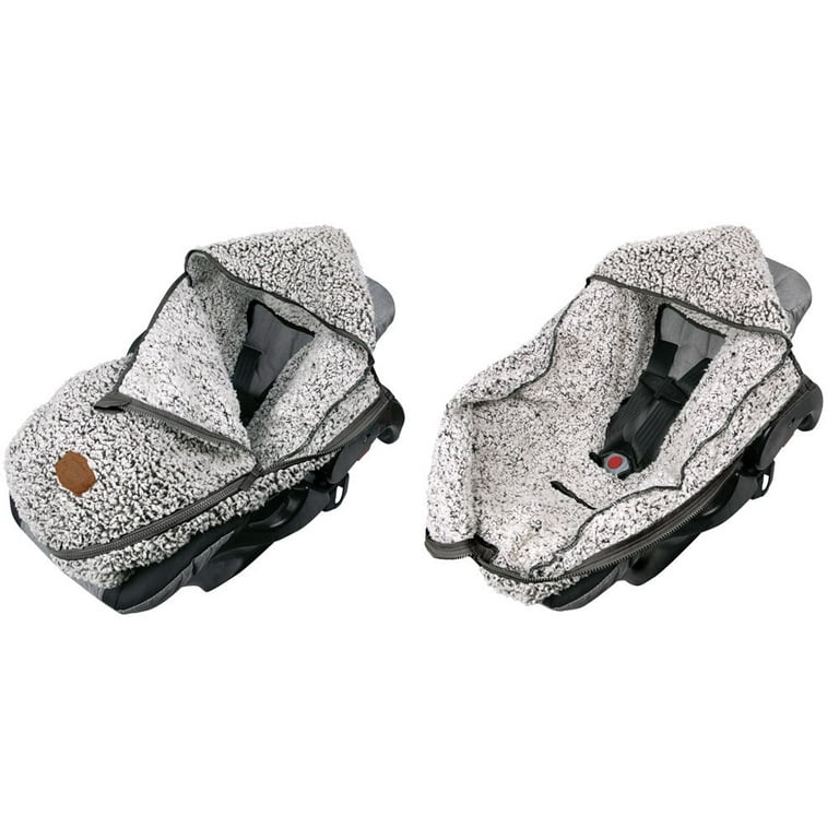 JJ Cole Bundle Me Winter Baby Car Seat Cover and Bunting Bag - Sherpa Lined  Infant Car Seat and Baby Carrier Cover - Cozy Gray 