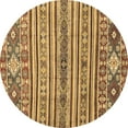 thumbnail image 1 of Ahgly Company Indoor Round Abstract Brown Modern Area Rugs, 3' Round, 1 of 4