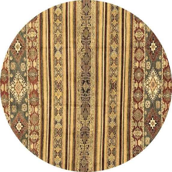 Ahgly Company Indoor Round Abstract Brown Modern Area Rugs, 3' Round