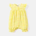 thumbnail image 4 of PatPat Baby Girl Romper 100% Cotton Gingham Allover Lemon Print Flutter-sleeve Romper,2-Pack,6-9 Months, 4 of 11