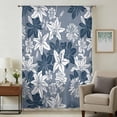 thumbnail image 2 of Blue White Flowers Semi Sheer Curtains Drapes for Living Room, Bedroom, French Doors Window 45 Inches Long, Country Vintage Botanical Floral Rod Pocket Chiffon Curtain Drapery Voile Draperies Panel, 2 of 8