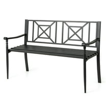 Gymax 51'' Metal Bench Slatted Garden Bench for 2-3 People Patio Park-Style Loveseat