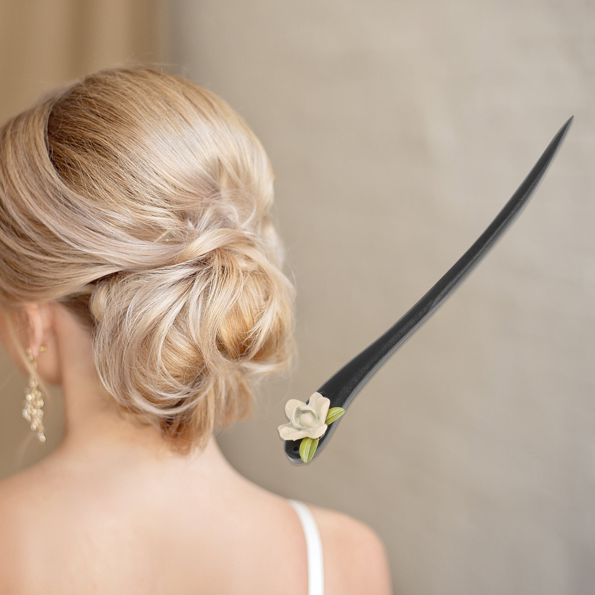 Unique Bargains Comfortable No Slip Teardrop Hair Chopstick for Women 1 Pc ["Floral"]