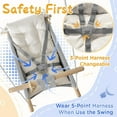 thumbnail image 3 of Baby Swing Indoor and Outdoor, Canvas Hammock Swing for Baby to Toddler with a Comfortable Seat, Macaroon Wooden Toy, Adjustable 5-Point Harness,3 Modes,Gift for Baby Boys Girls, Grey&White, 3 of 13