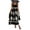 Black, variant on Women's Smocked Printed Wide Strap Maxi Dress Ruched Sheer Bodice Opaque No Stretch 95% Polyester 5% Elastane Chic