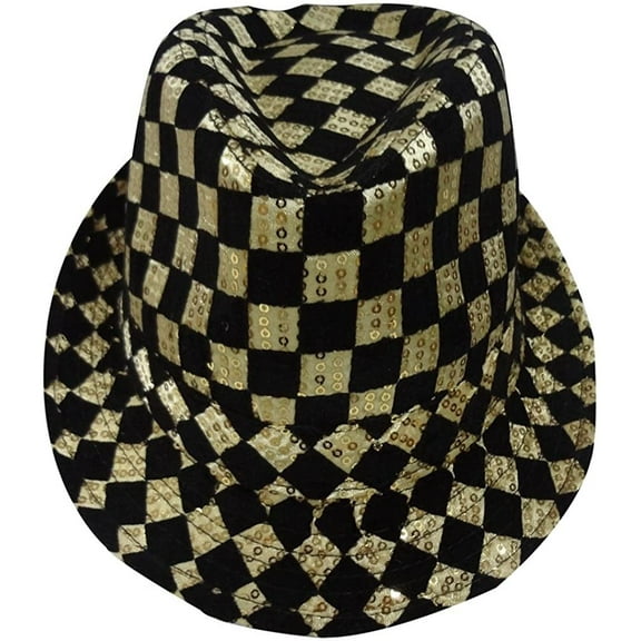 Dress Up America Fedora for Kids and Adults - Party Fedoras - Costume Accessory for HalloweenGold Checkered