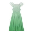 thumbnail image 3 of Plus Size Dresses for Girl Casual New Girl's 2025 Summer Dresses Smocked Ruffle Sleeve a Line Sundresses Mini Casual Party Dresses Green 120, 3 of 6