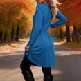 thumbnail image 4 of Dqueduo Women's Solid Casual Dresses, Crew Neck Long Sleeve Dress with Pockets, Loose A-Line Empire Waist Winter Dress, 4 of 8