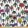 thumbnail image 1 of Sea Animals Fabric by the Yard, Pattern Penguins in Colorful Hats and Scarfs Cold Winter Fun Art, Decorative Upholstery Fabric for Chairs & Home Accents, 5 Yards, Multicolor by Ambesonne, 1 of 4