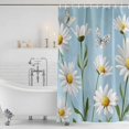 thumbnail image 2 of Blue Daisy Flower Shower Curtain Set - Small 36" x 72" Washable Bathtub Curtain with 12 Hooks, White Farmhouse Floral Spring Waterproof Fabric Stall Shower Curtains for Bathroom/Bathtub Décor, 2 of 6