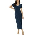 thumbnail image 1 of INSPIRE CHIC Pijamas de Mujer Vestido Largo con Escote en V y Abertura Lateral Camisón de Noche Talla XL Azul, 1 of 6