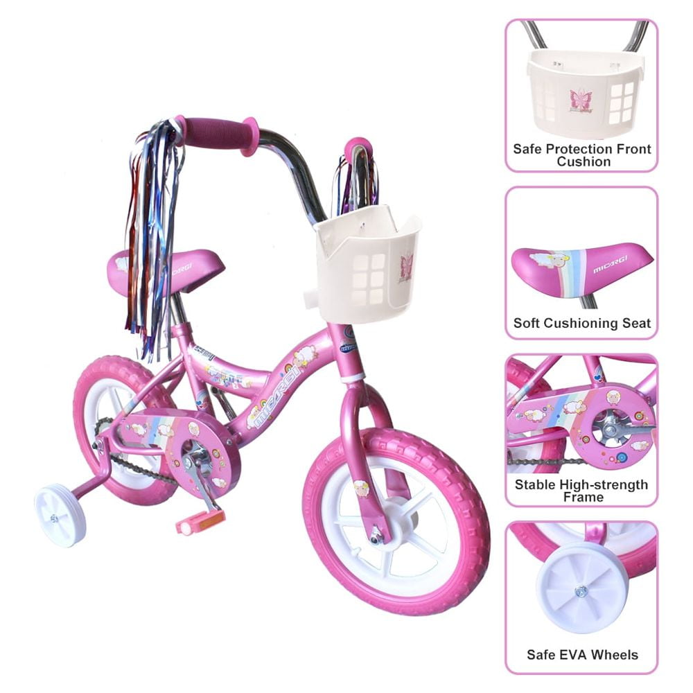 Wonder Wheels 12 In. Kid's Beginner Bicycle for 2-4 Years Old Boy's and Girl's with Foam Tire for Indoor Use No Brake, Pink