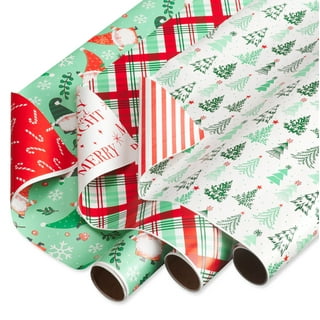 American Greetings Christmas Reversible Wrapping Paper, Red, Green,  Christmas Icons (4-Rolls, 120 Total Sq. ft.)